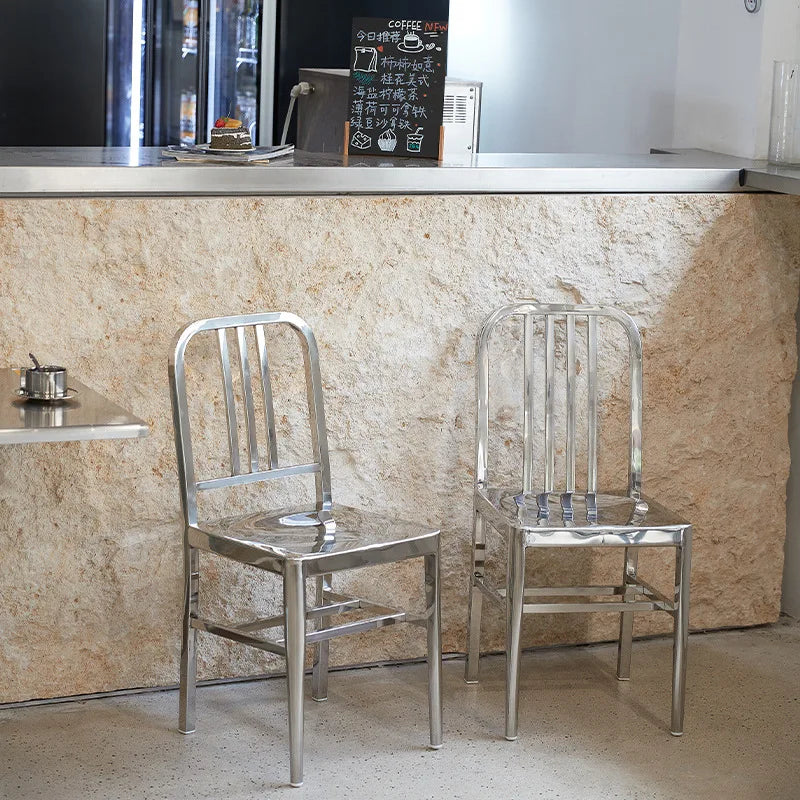 Stainless Steel Chair Industrial Dining Chairs Metal Frame Nordic Modern Minimalist Chair with Back Outdoor Restaurant Furniture
