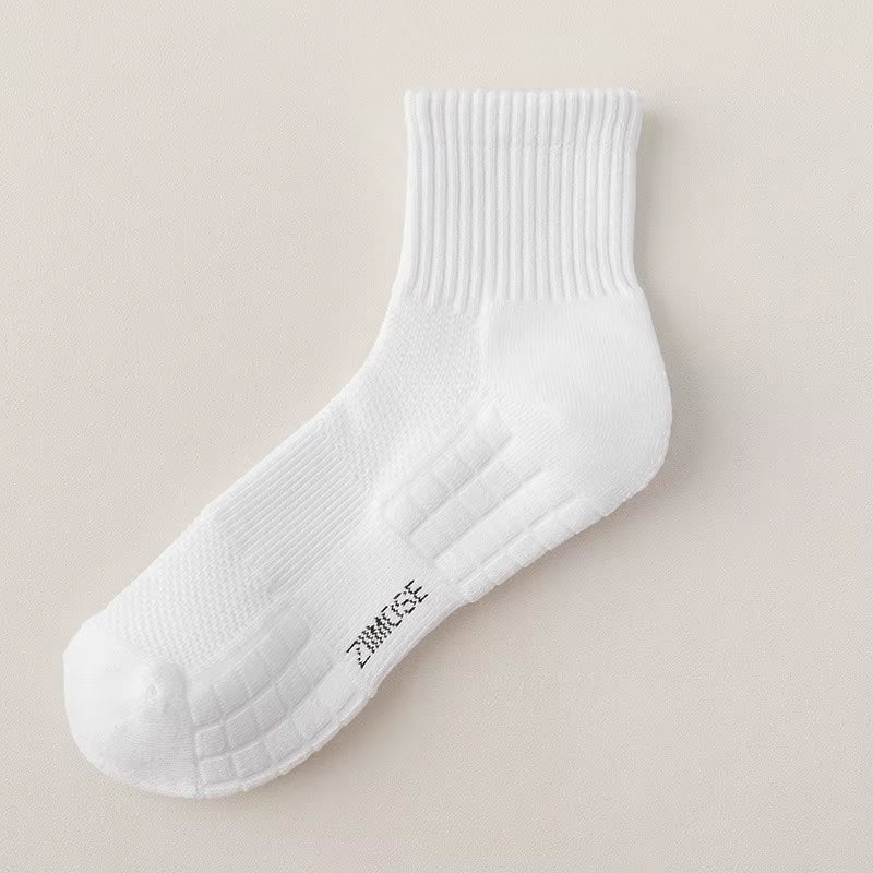 1Pairs Socks Men'S Cotton Deodorant Winter Towel Bottom with Velvet Mid-Tube White Stockings Thickened Sports Basketball Socks