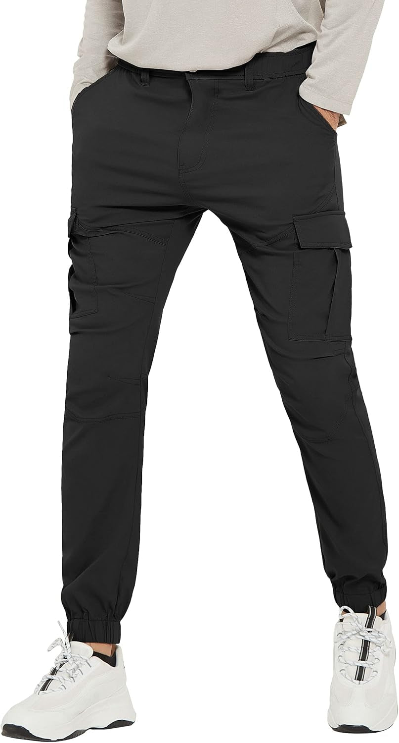 Men'S Waterproof Hiking Pants, Slim Fit Cargo Joggers, Stretch Quick Dry Outdoor Pants with Pockets