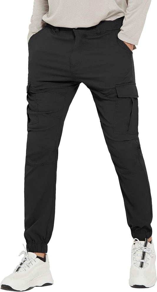 Men'S Waterproof Hiking Pants, Slim Fit Cargo Joggers, Stretch Quick Dry Outdoor Pants with Pockets