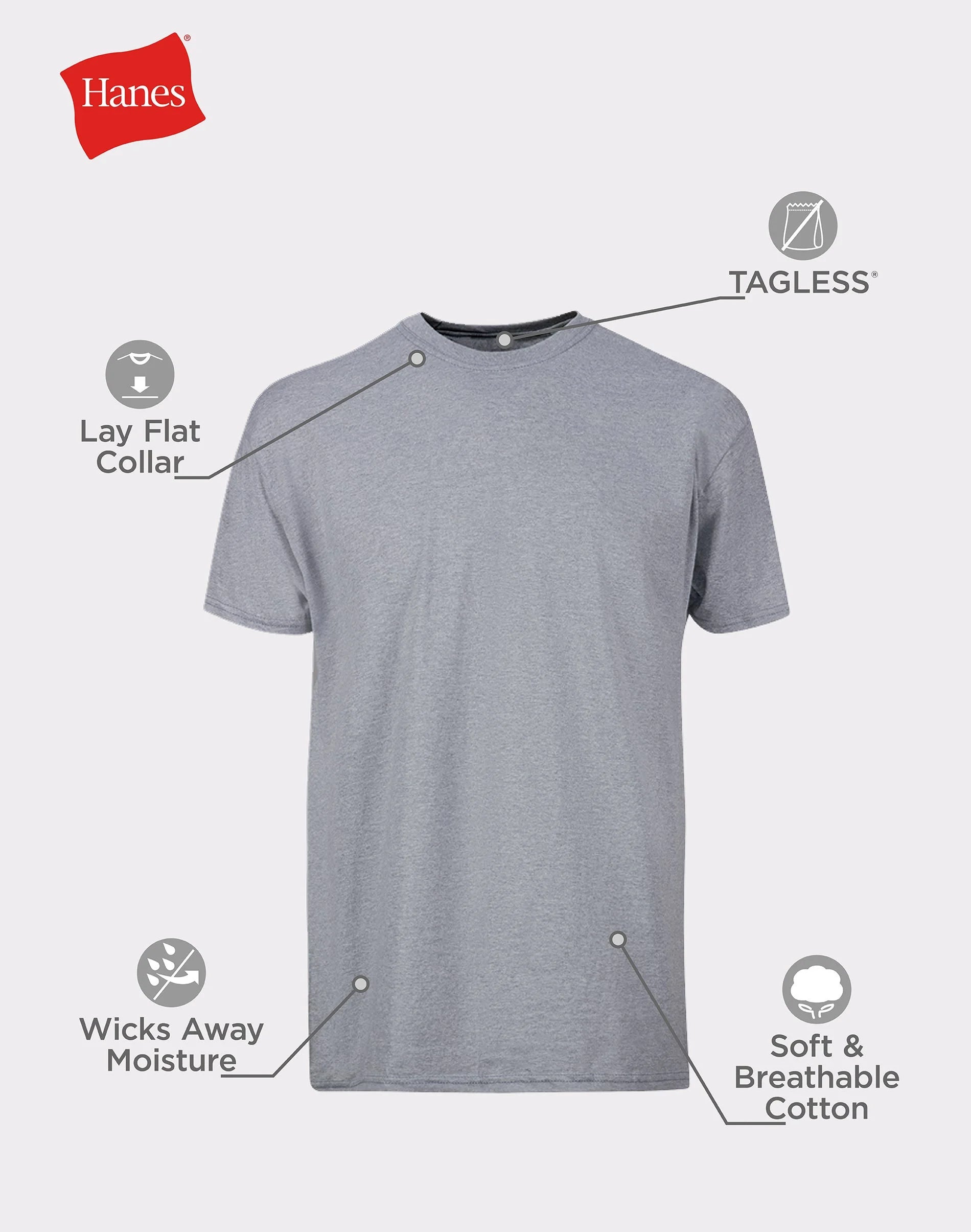 Men'S T-Shirt Pack, Moisture-Wicking Stay-Tucked Undershirts, Black/Grey/Blue, 6-Pack Assorted 3XL