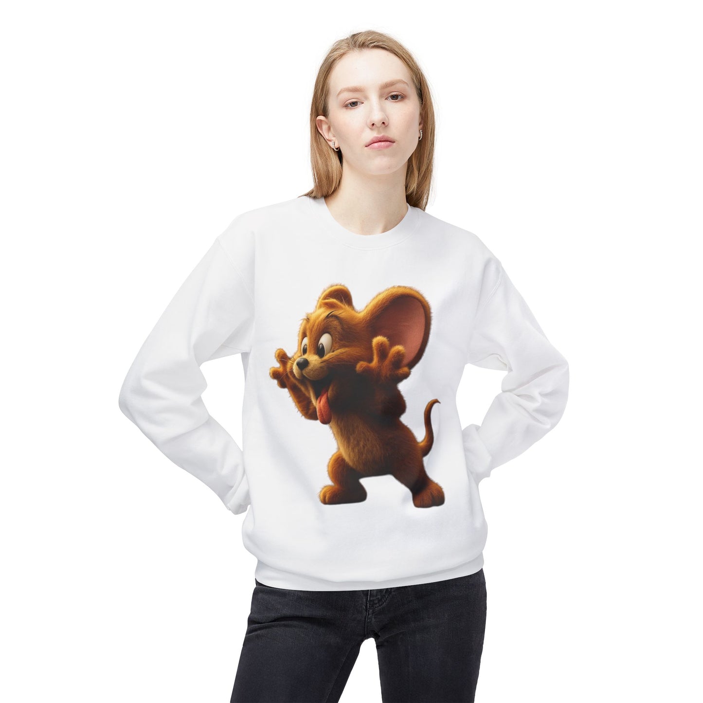 Jerry Mouse Sweatshirt, Cartoon Sweatshirt, Funny Crewneck, Gift for Kids, Cozy Warm Apparel, Cartoon Character Merch