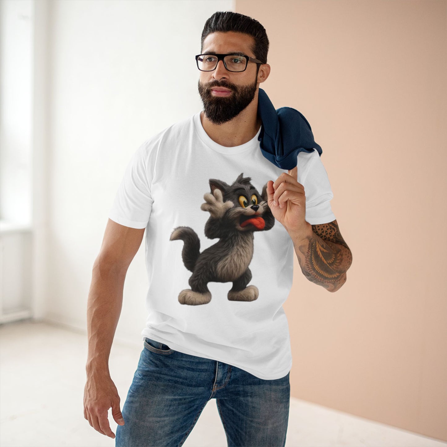 Funny Cat Graphic Tee, Cartoon Cat T-Shirt, Humorous Adult Tee, Gift for Cat Lovers, Unique Casual Wear