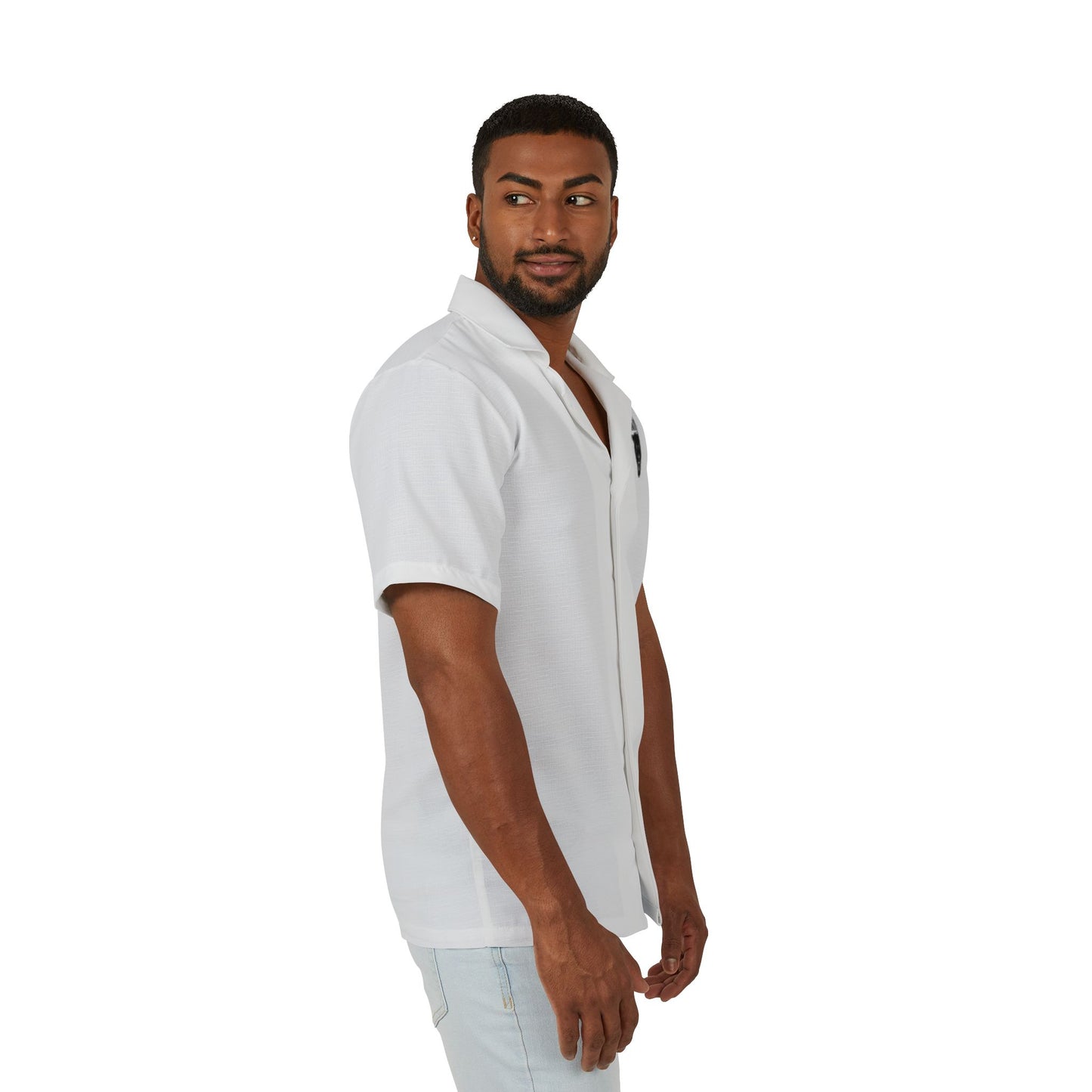 Men's Hawaiian Camp Shirt – Classic White Camp Collar Button-Up