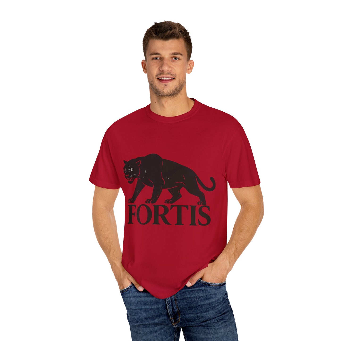 Fortis Unisex Garment-Dyed T-Shirt – Bold Panther Graphic Tee