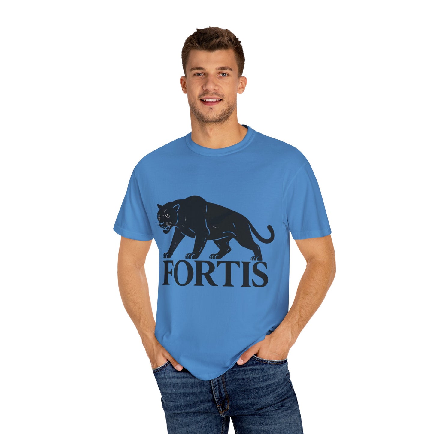 Fortis Unisex Garment-Dyed T-Shirt – Bold Panther Graphic Tee