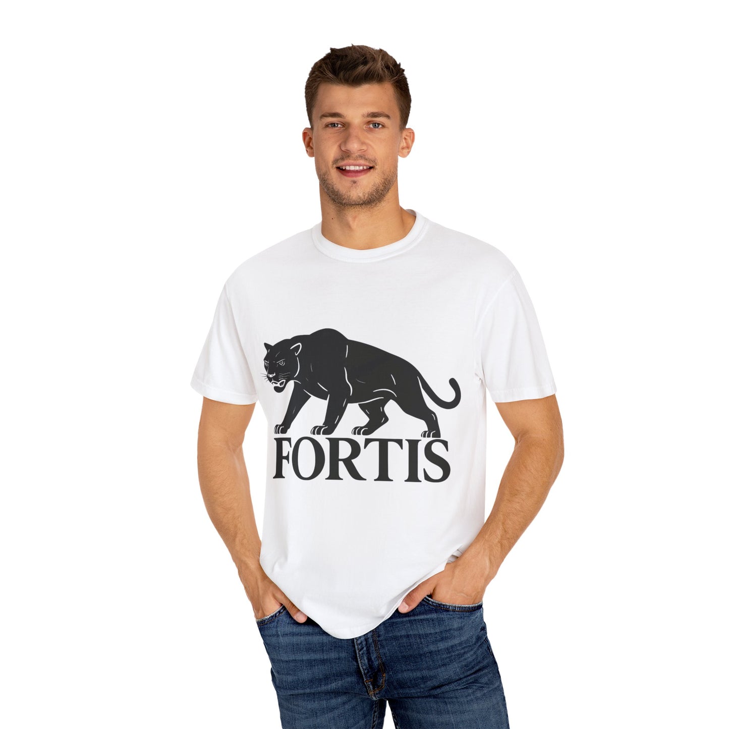 Fortis Unisex Garment-Dyed T-Shirt – Bold Panther Graphic Tee
