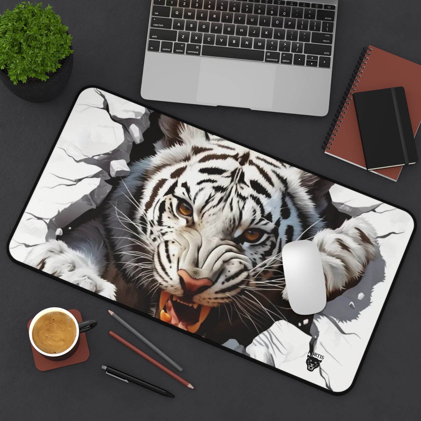 Fierce Tiger Desk Mat, Animal Print Mouse Pad, Office Decor, Gamer Gift, Unique Home Office Accessory