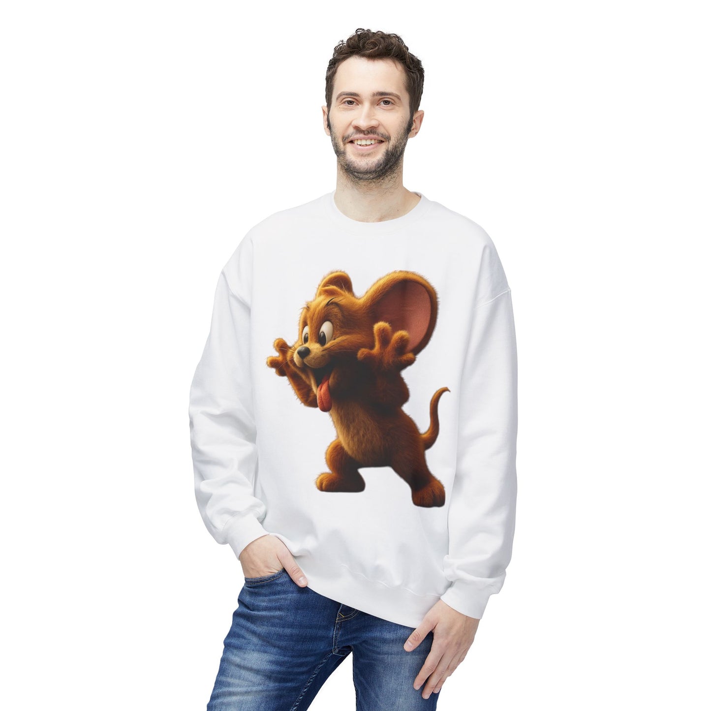 Jerry Mouse Sweatshirt, Cartoon Sweatshirt, Funny Crewneck, Gift for Kids, Cozy Warm Apparel, Cartoon Character Merch