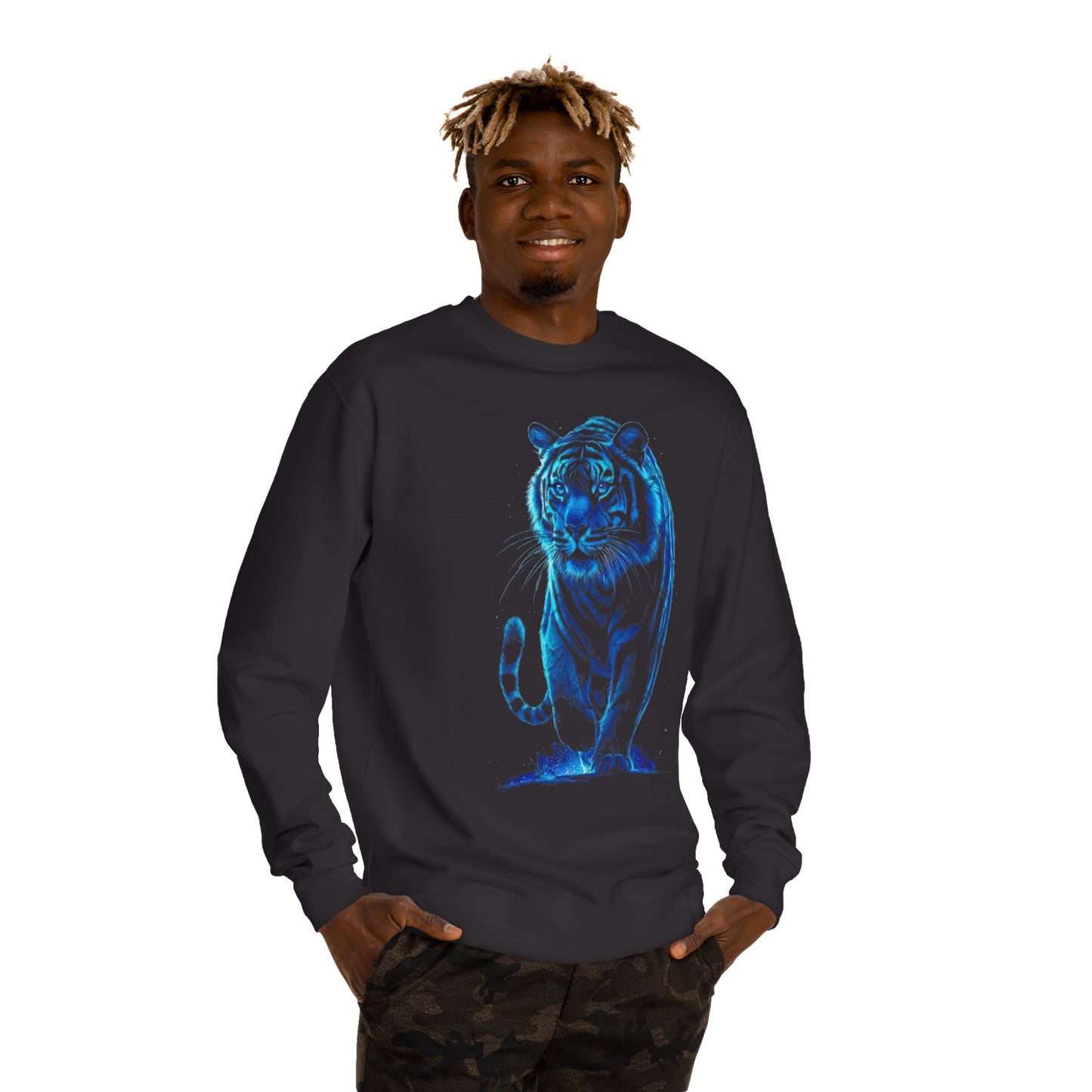 Glowing Tiger Unisex Sweatshirt - Cozy, Stylish for Animal Lovers, Perfect for Gifts, Casual Wear, Everyday Fashion
