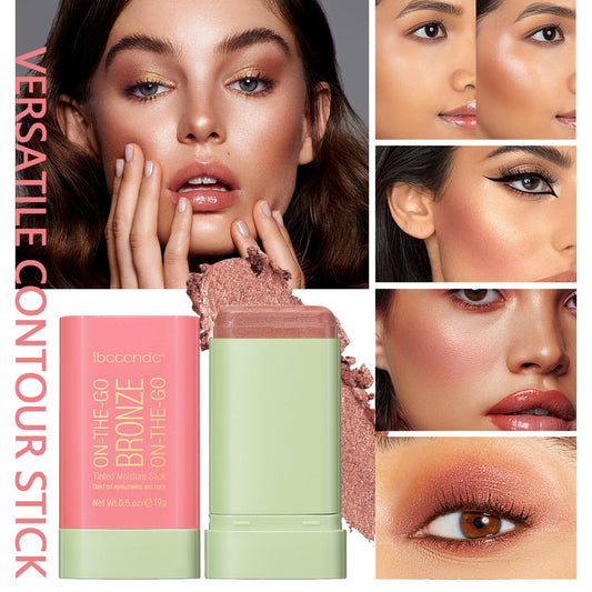 Cream Contour Stick,Versatile Bronzer Facial Contouring Stick,Long Lasting Highlighter Waterproof Facial Shaping,Buildable Highlight Contour Makeup Natural Radiant Look,03 Rich Glow