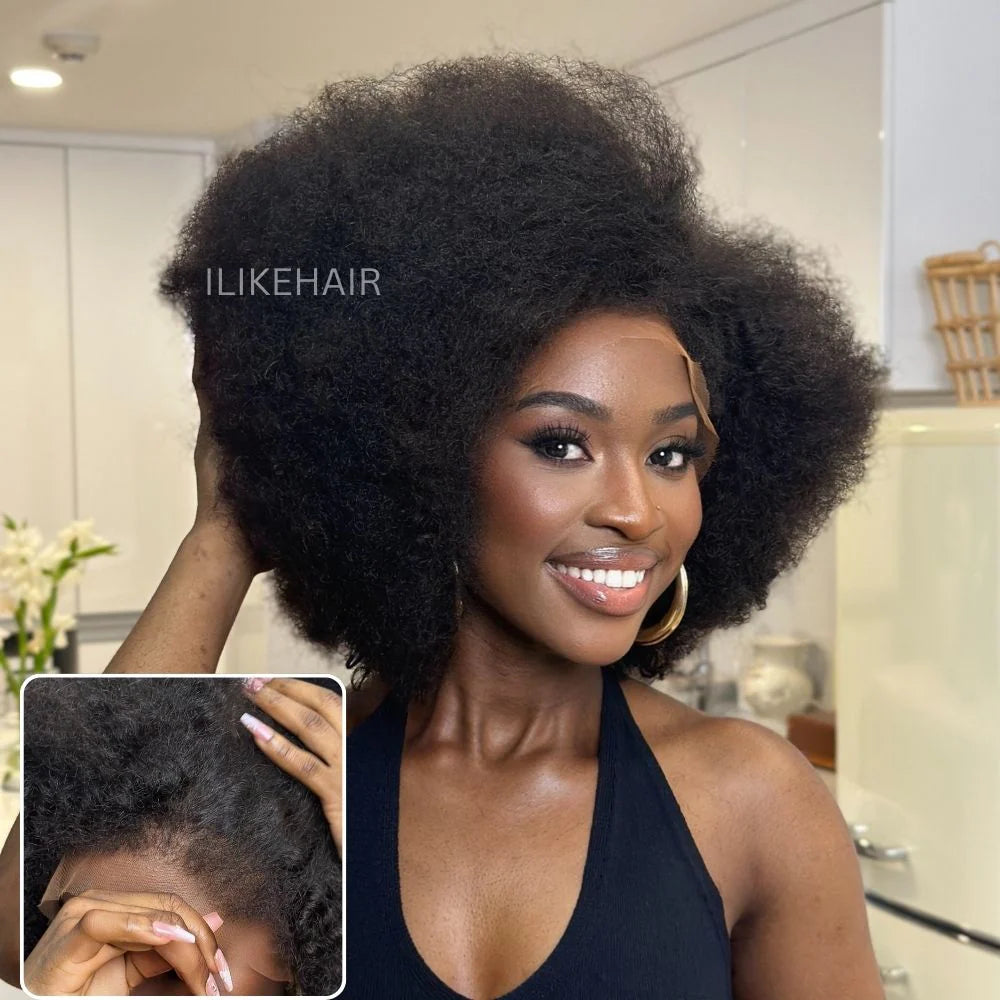 Afro Kinky Curly with Kinky Edges HD 13X4 Lace Front Wig