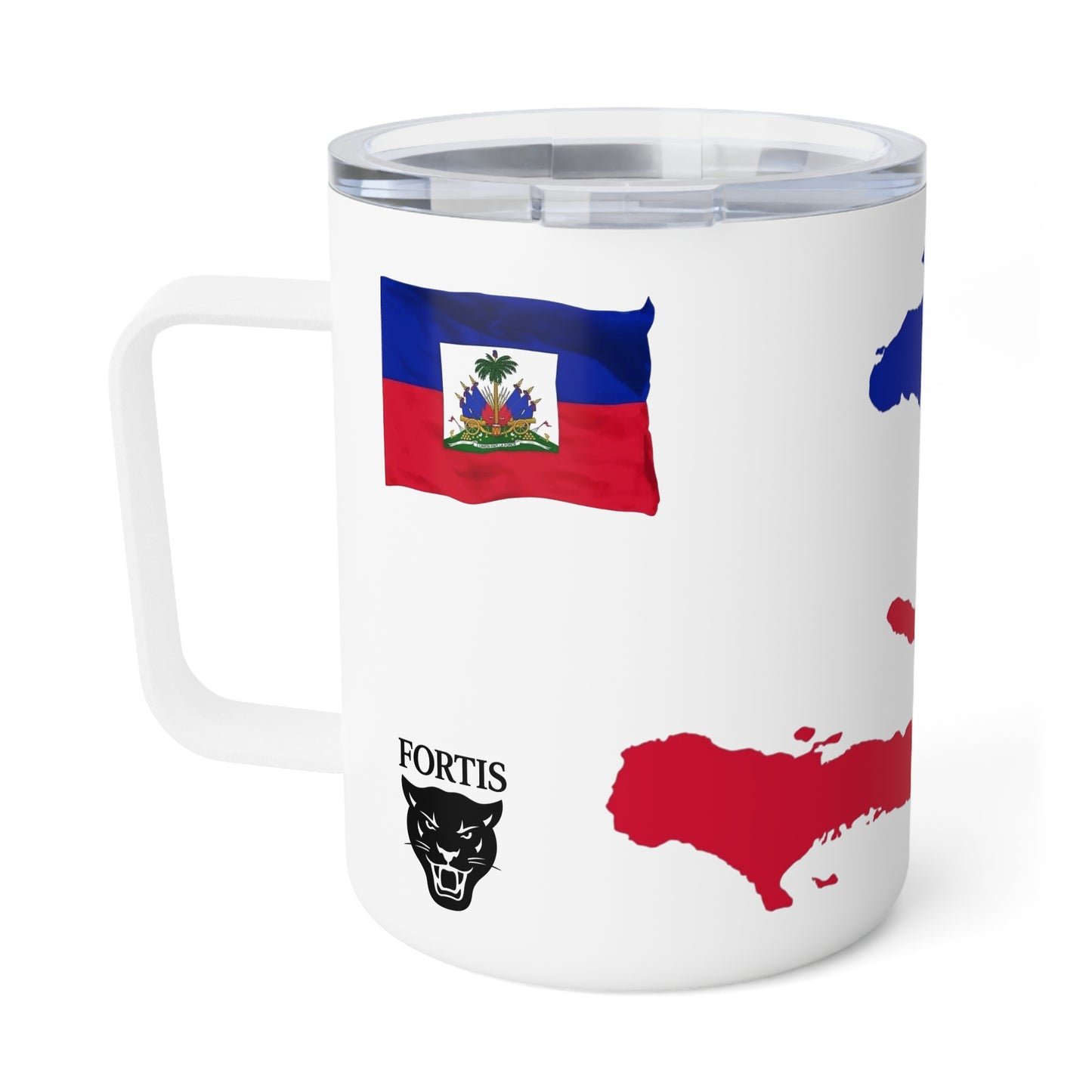Haitian Flag Insulated Coffee Mug, Travel Mug for Coffee Lovers, Great for Gifts, Perfect for Holidays, 10oz