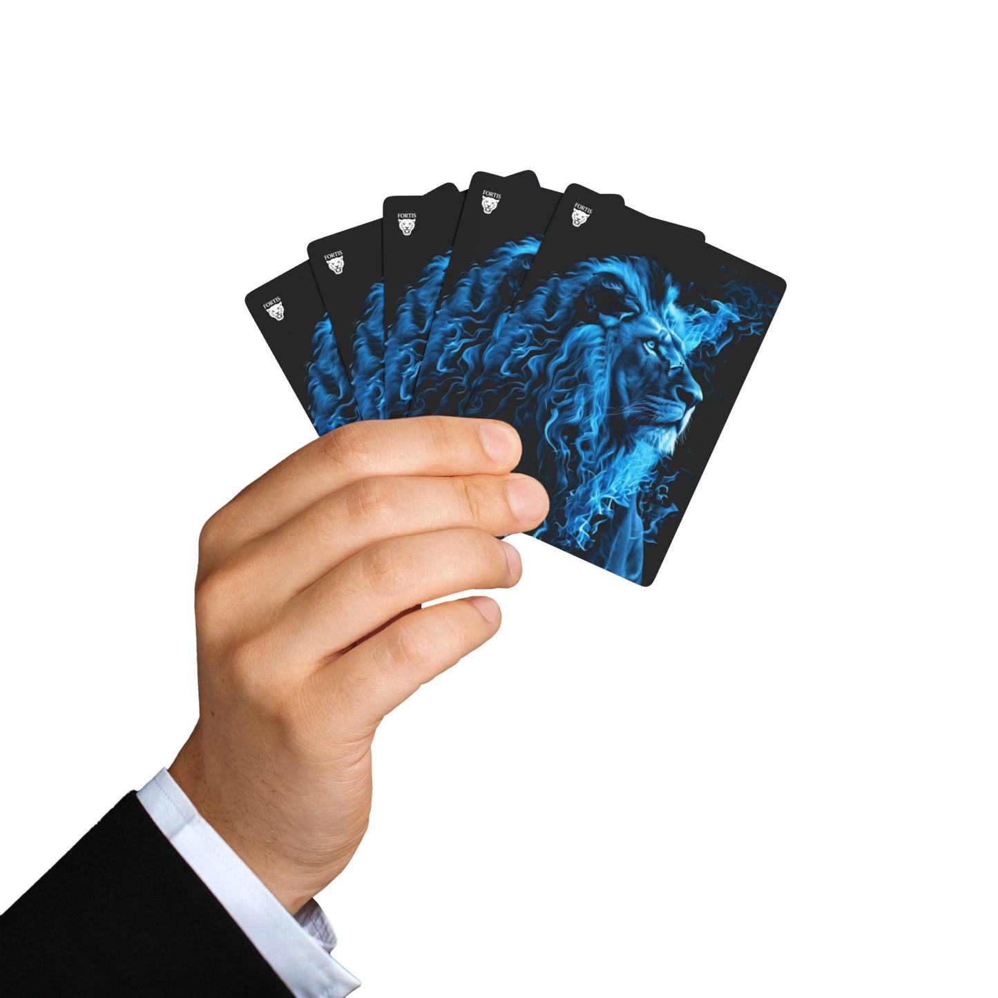 Blue Flame Lion Poker Playing Cards — Premium Poker Deck for Gamers & Collectors