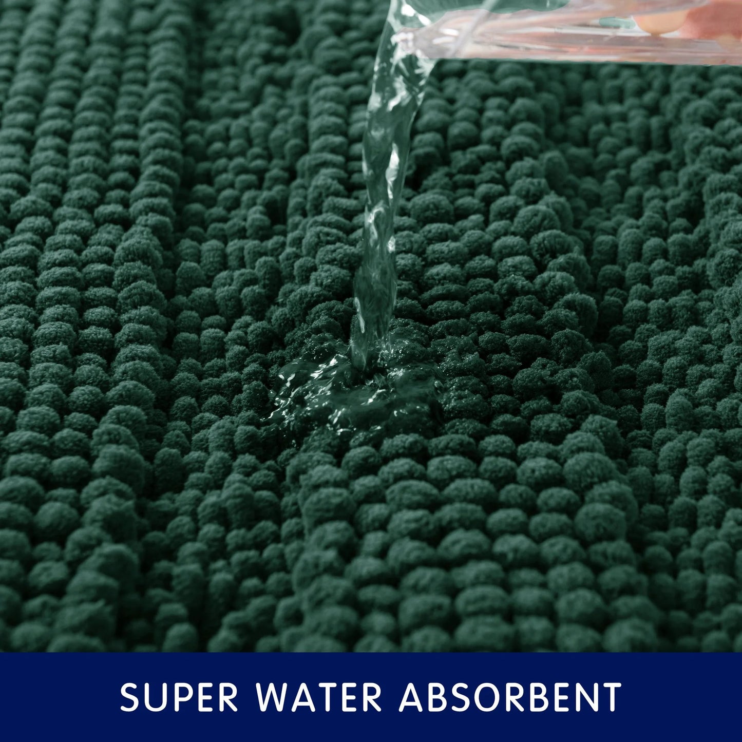Soft 1-Piece Luxury Chenille Striped Bathroom Rug, Green, 18" X 48", Large