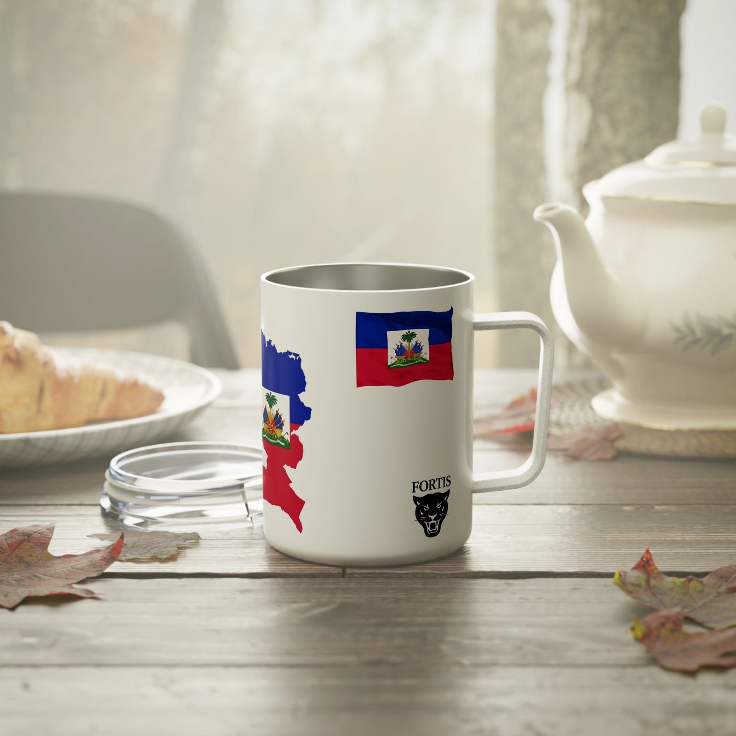 Haitian Flag Insulated Coffee Mug, Travel Mug for Coffee Lovers, Great for Gifts, Perfect for Holidays, 10oz