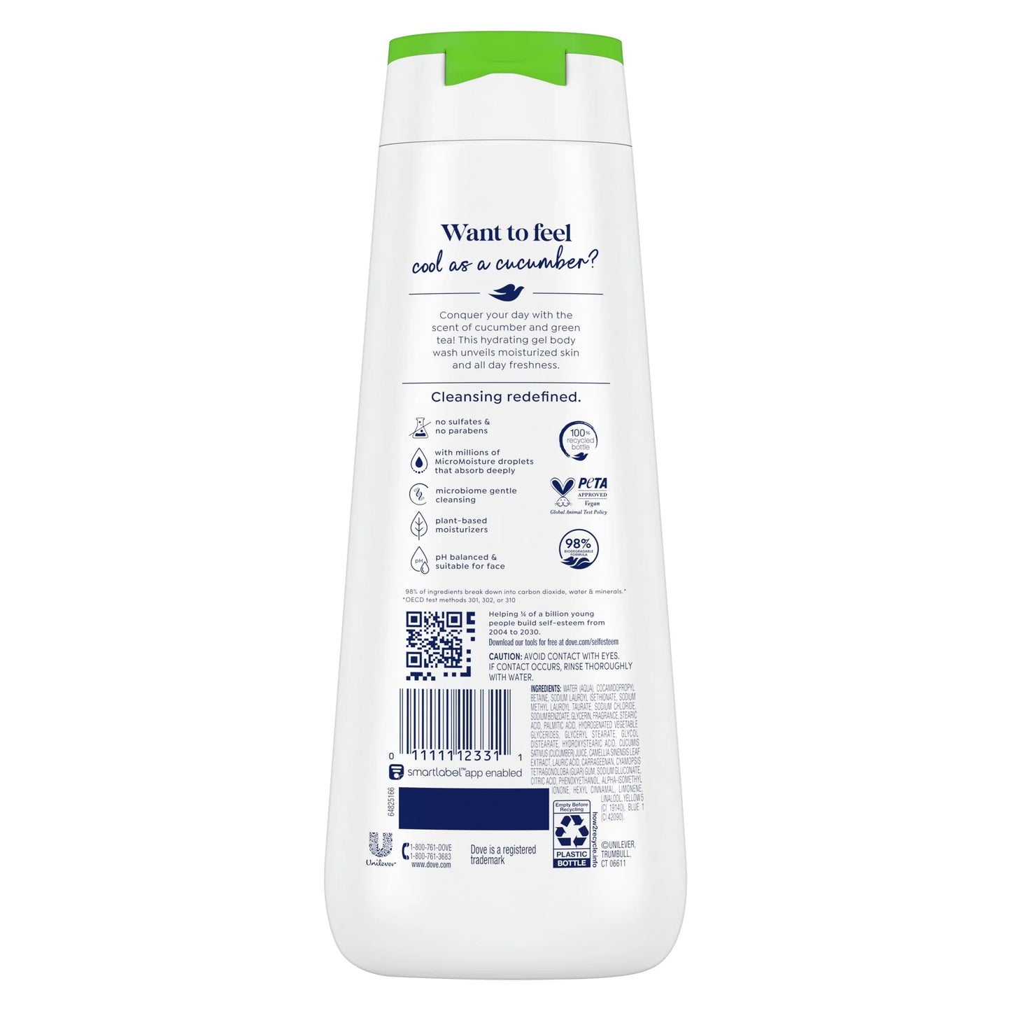 Body Wash for Women Moisturizing Refresh Cucumber & Green Tea Cleanser All Skin, 20 Oz