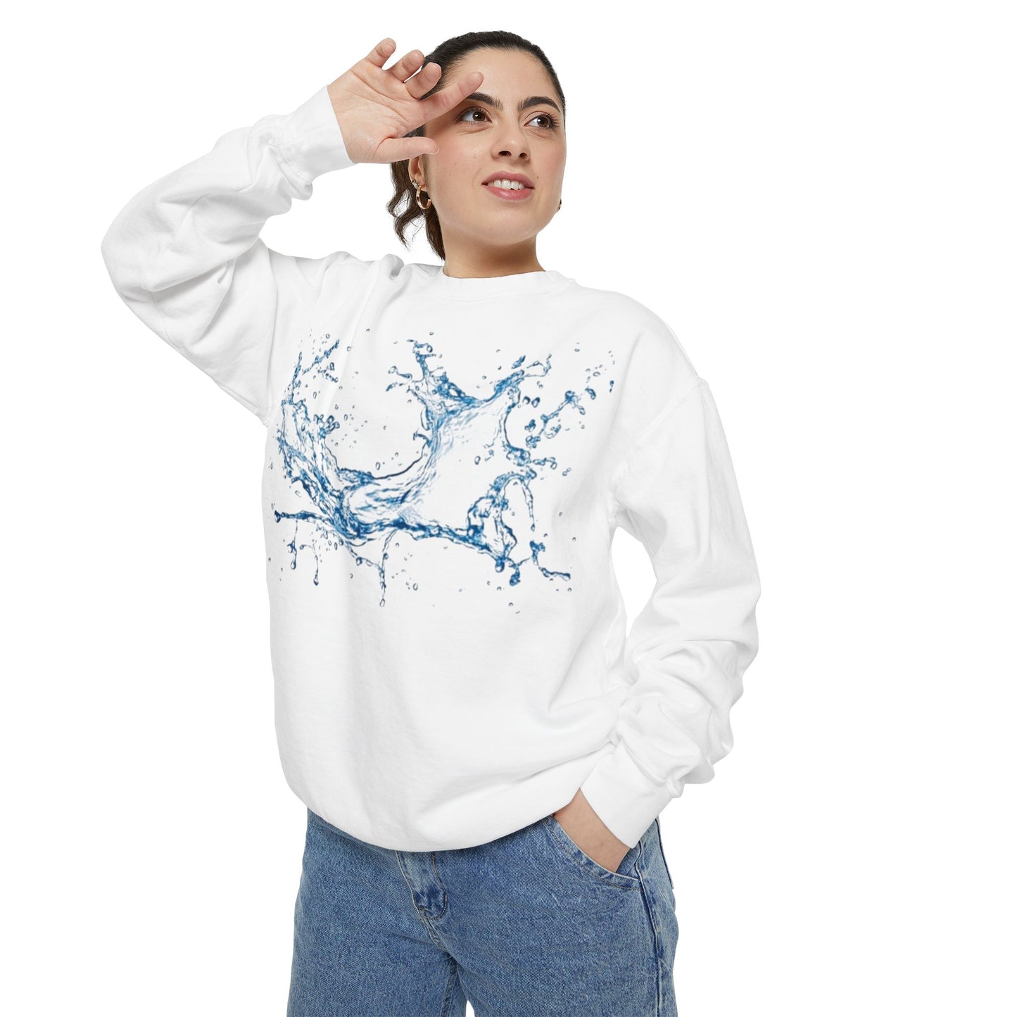 Water Splash Graphic Sweatshirt — Blue Water Splash Crewneck