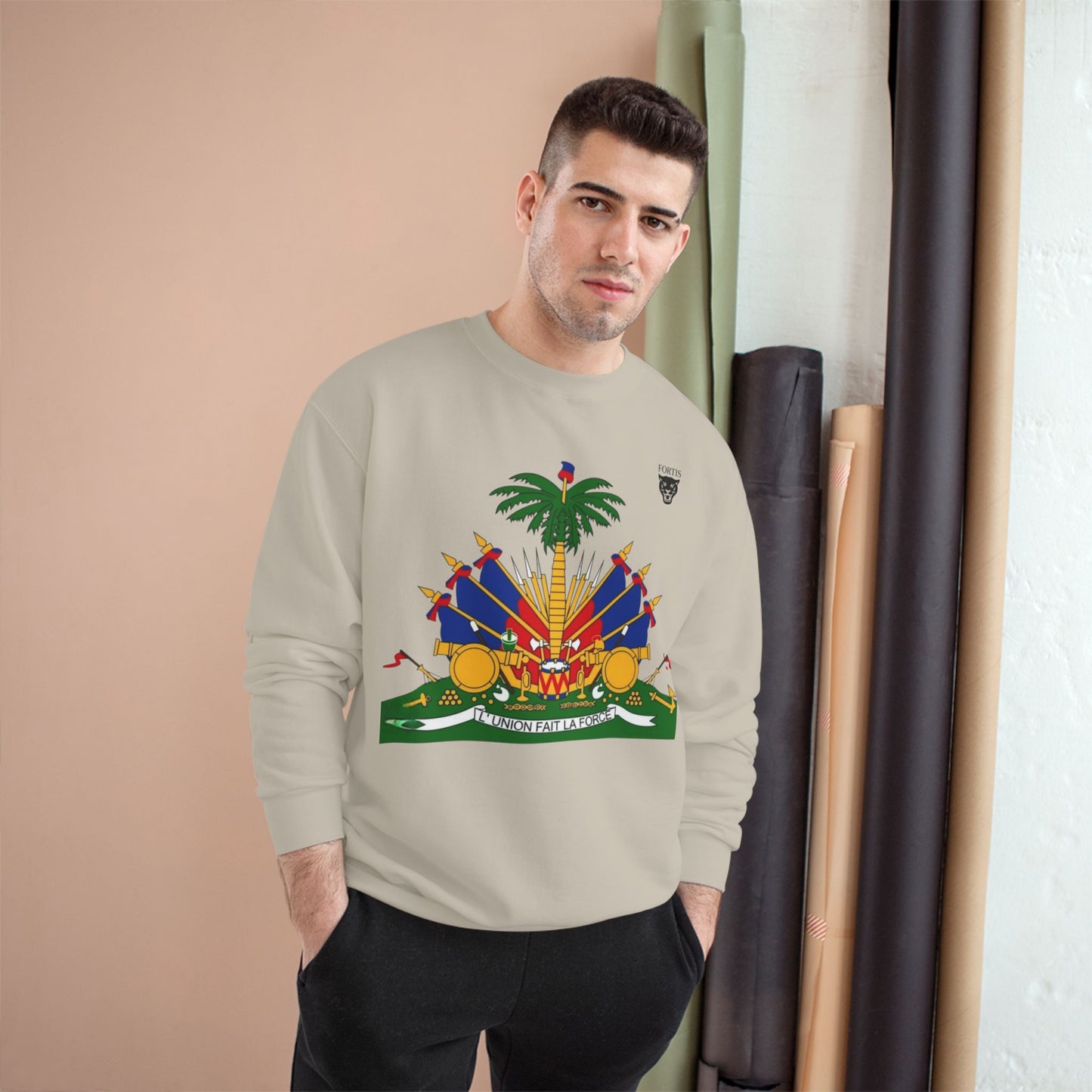 Haiti Coat of Arms Sweatshirt — Haitian Flag Crest Crewneck