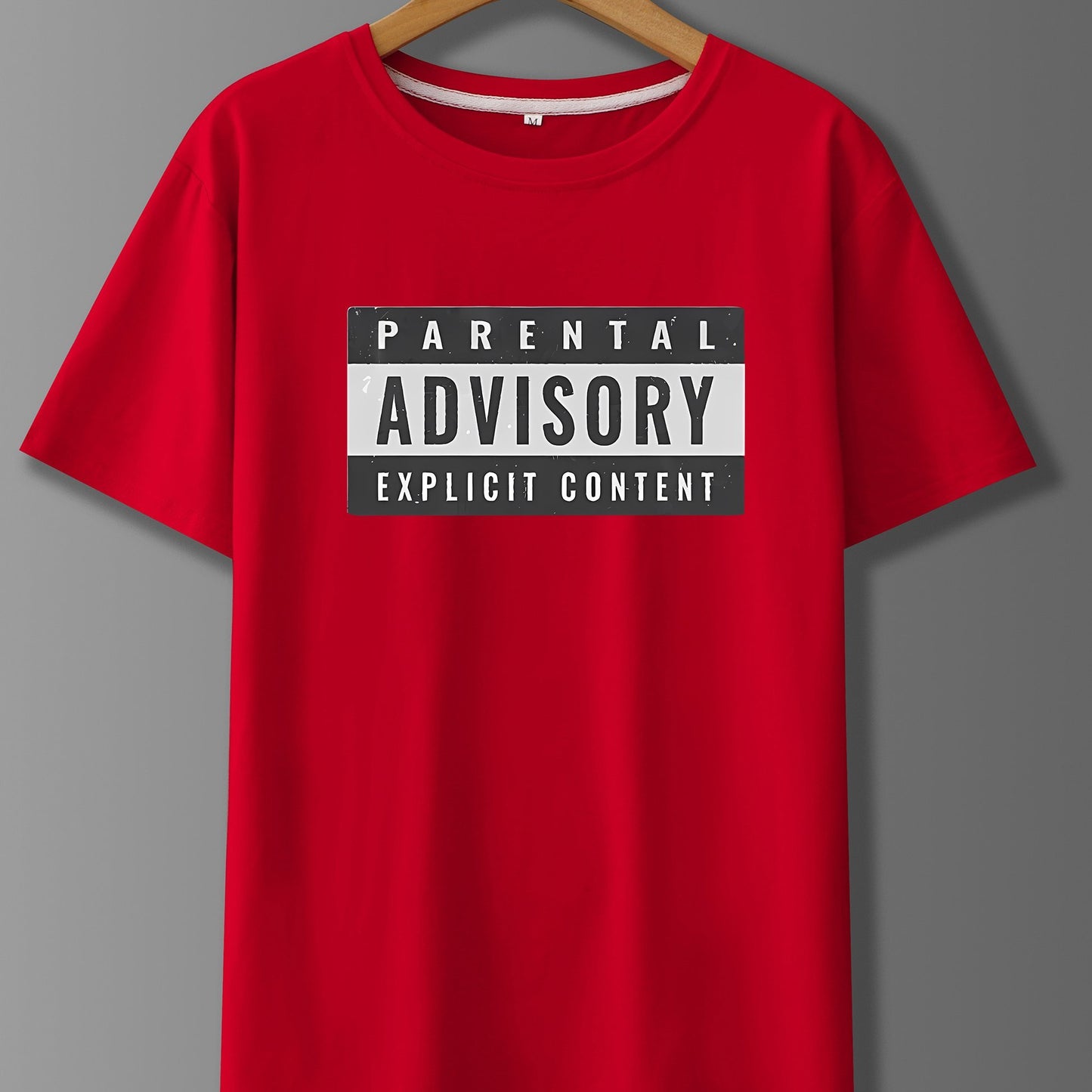 Parents' Advice Letter Printed Men's Round Neck Short Sleeved T-shirt, Fashionable T-shirt, Casual And Comfortable Lightweight Top Suitable For Summer