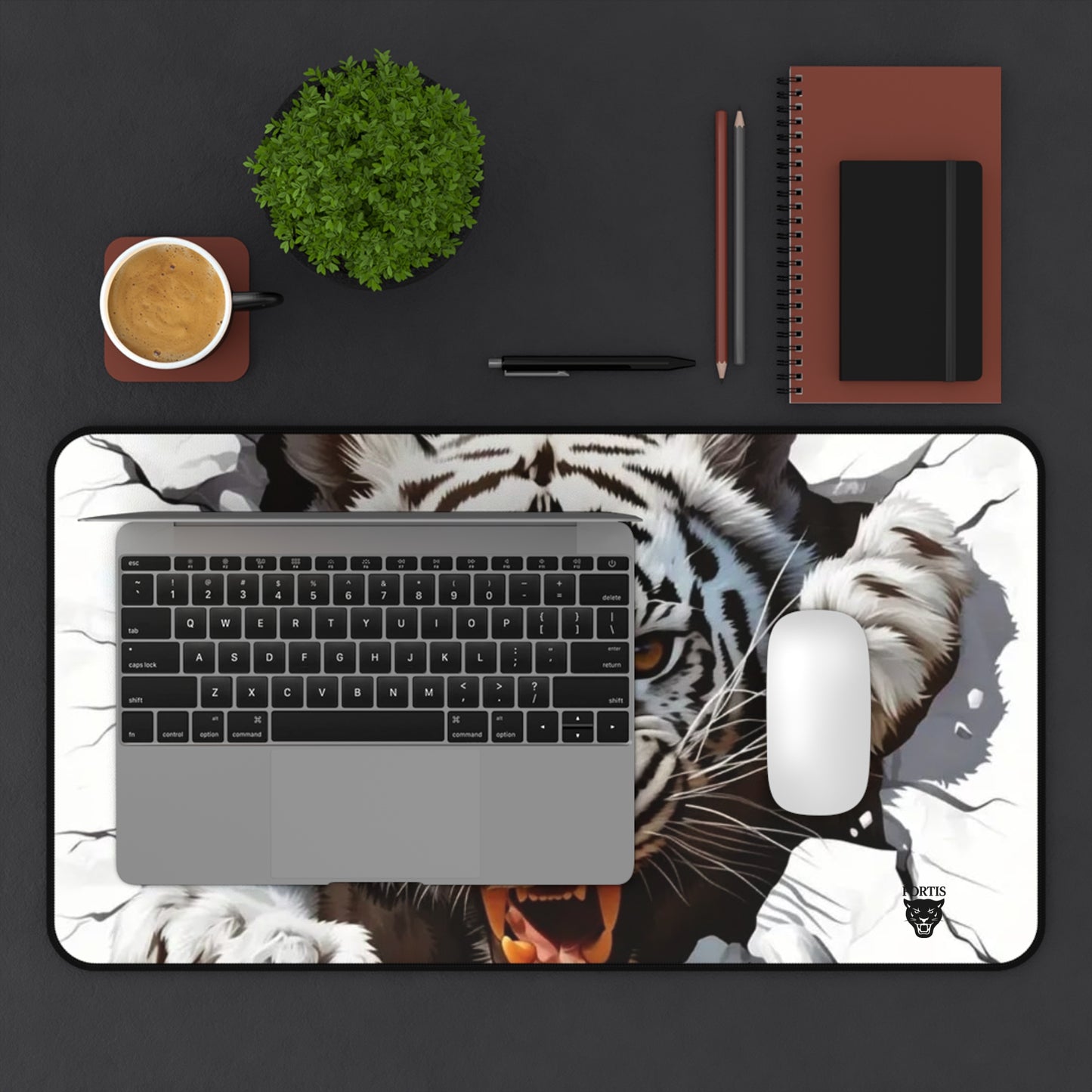 Fierce Tiger Desk Mat, Animal Print Mouse Pad, Office Decor, Gamer Gift, Unique Home Office Accessory