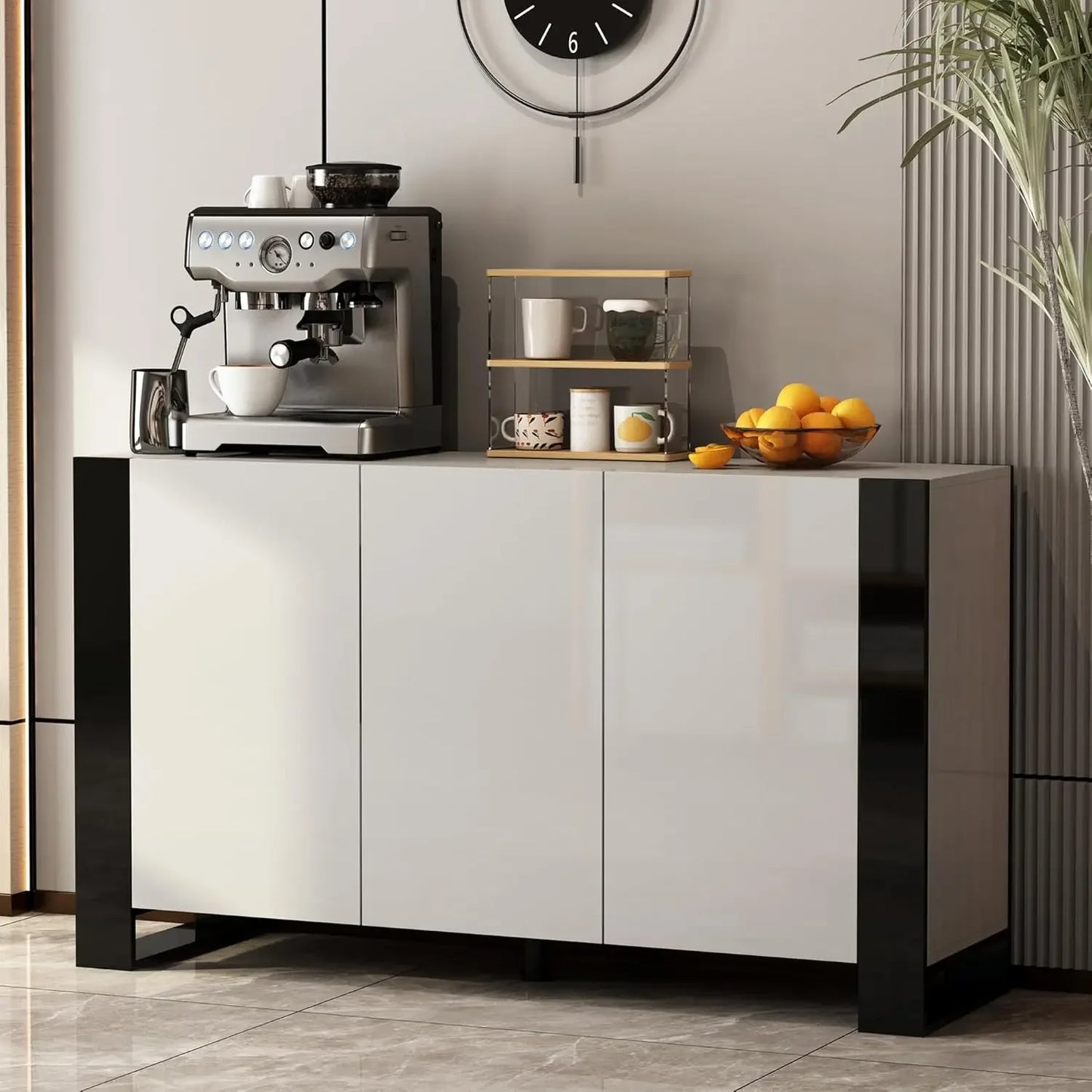 Coffee Bar Cabinet Buffet Cabinets Sideboard for Kitchen, 55''W,Kitchen Cabinet with Doors and Adjustable Shelves