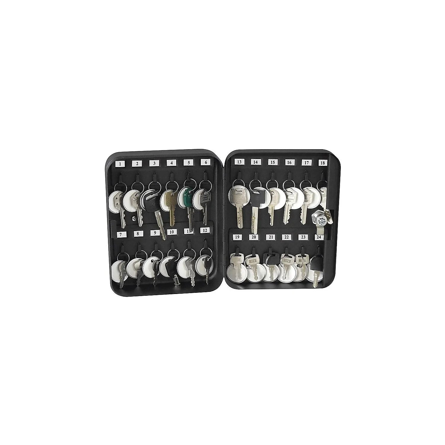 Safes, Steel 24-Key Security Box with Key Lock 24 Key Rings and Tags Included, 6105