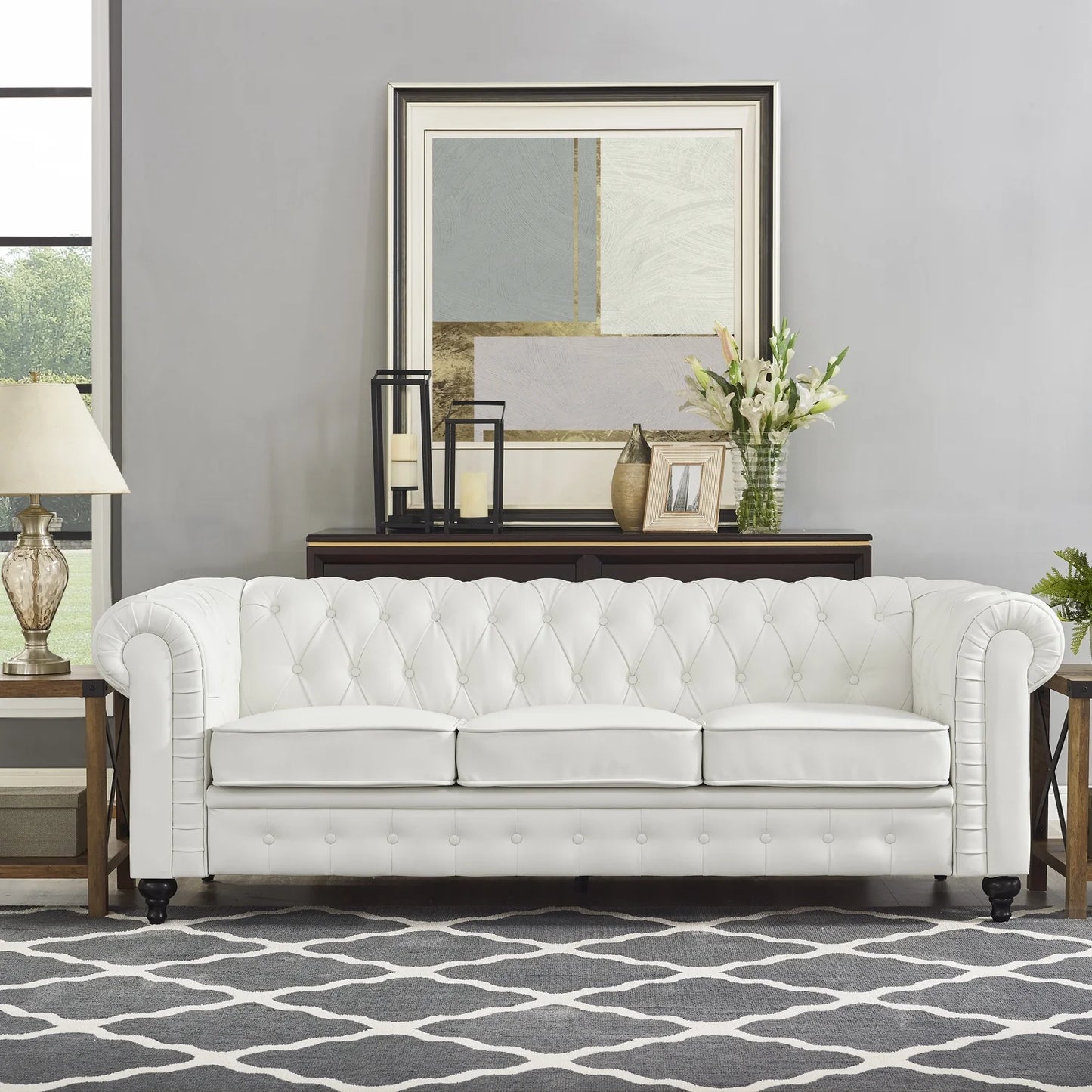 Emery 3 Seater & Loveseat Combo-Color:White