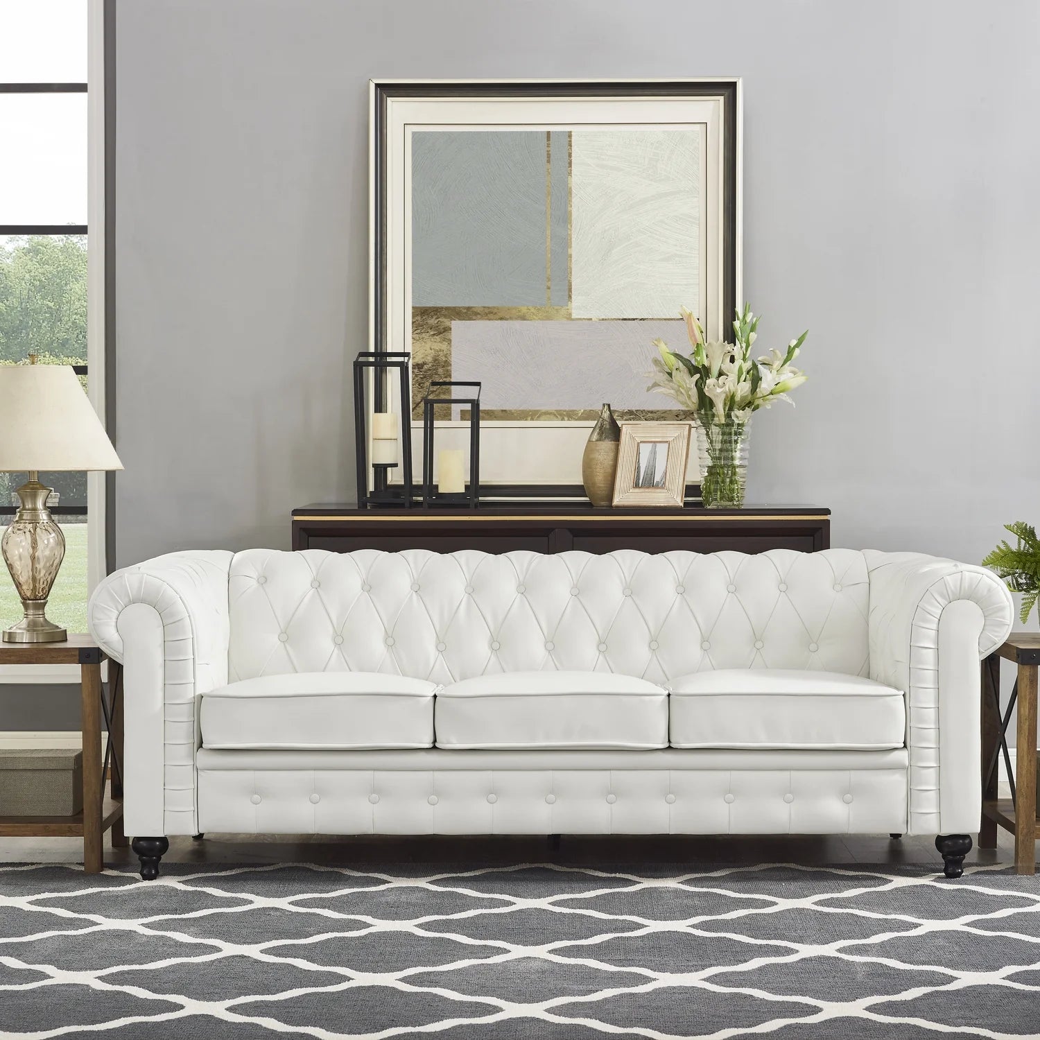 Emery 3 Seater & Loveseat Combo-Color:White