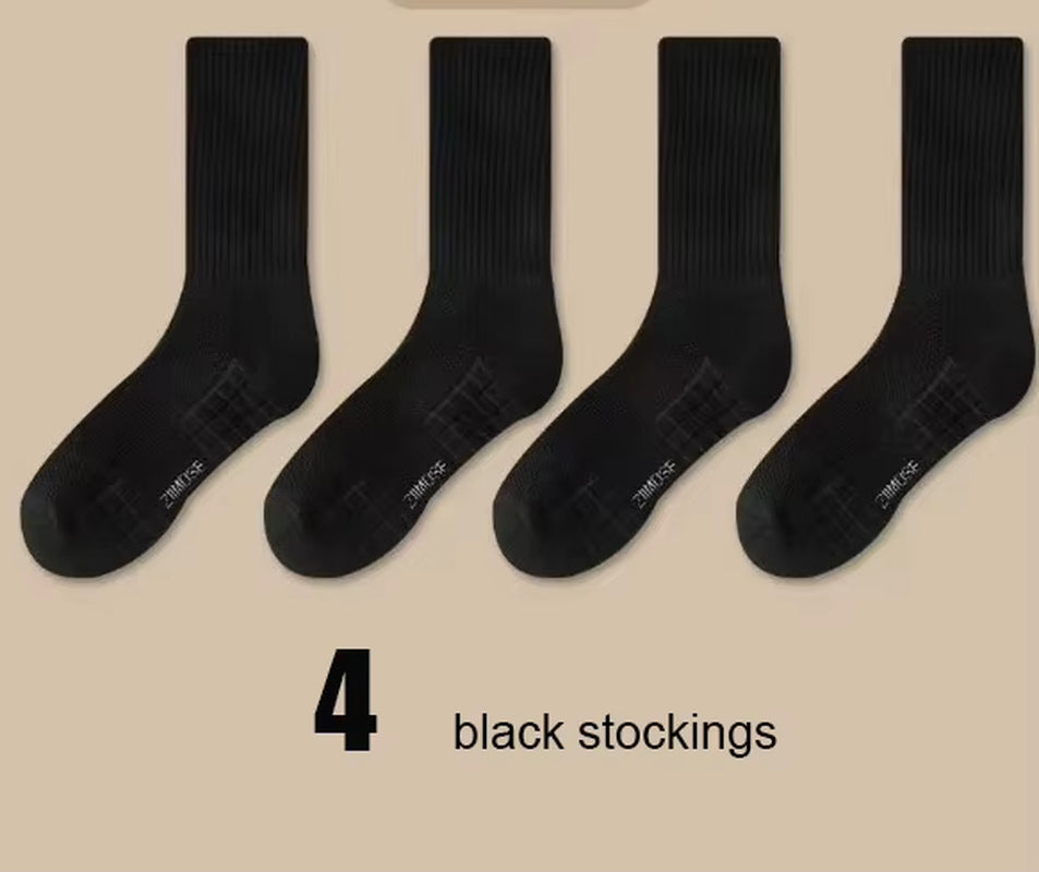 1Pairs Socks Men'S Cotton Deodorant Winter Towel Bottom with Velvet Mid-Tube White Stockings Thickened Sports Basketball Socks