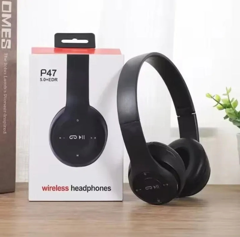 P47 Wireless Bluetooth Headphone with Microphone Foldable Headsets Bass Hifi Sound Music Stereo Earphone for Smartphones TV Game