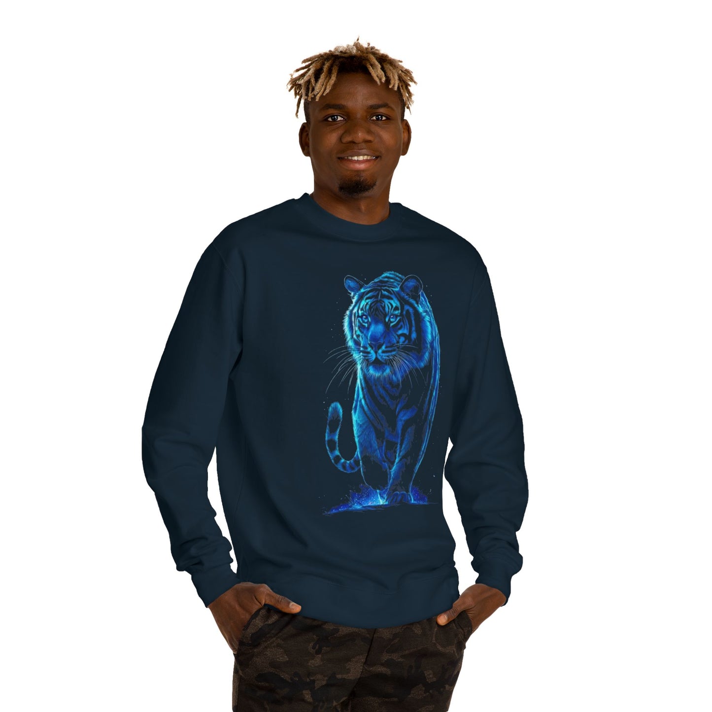 Glowing Tiger Unisex Sweatshirt - Cozy, Stylish for Animal Lovers, Perfect for Gifts, Casual Wear, Everyday Fashion