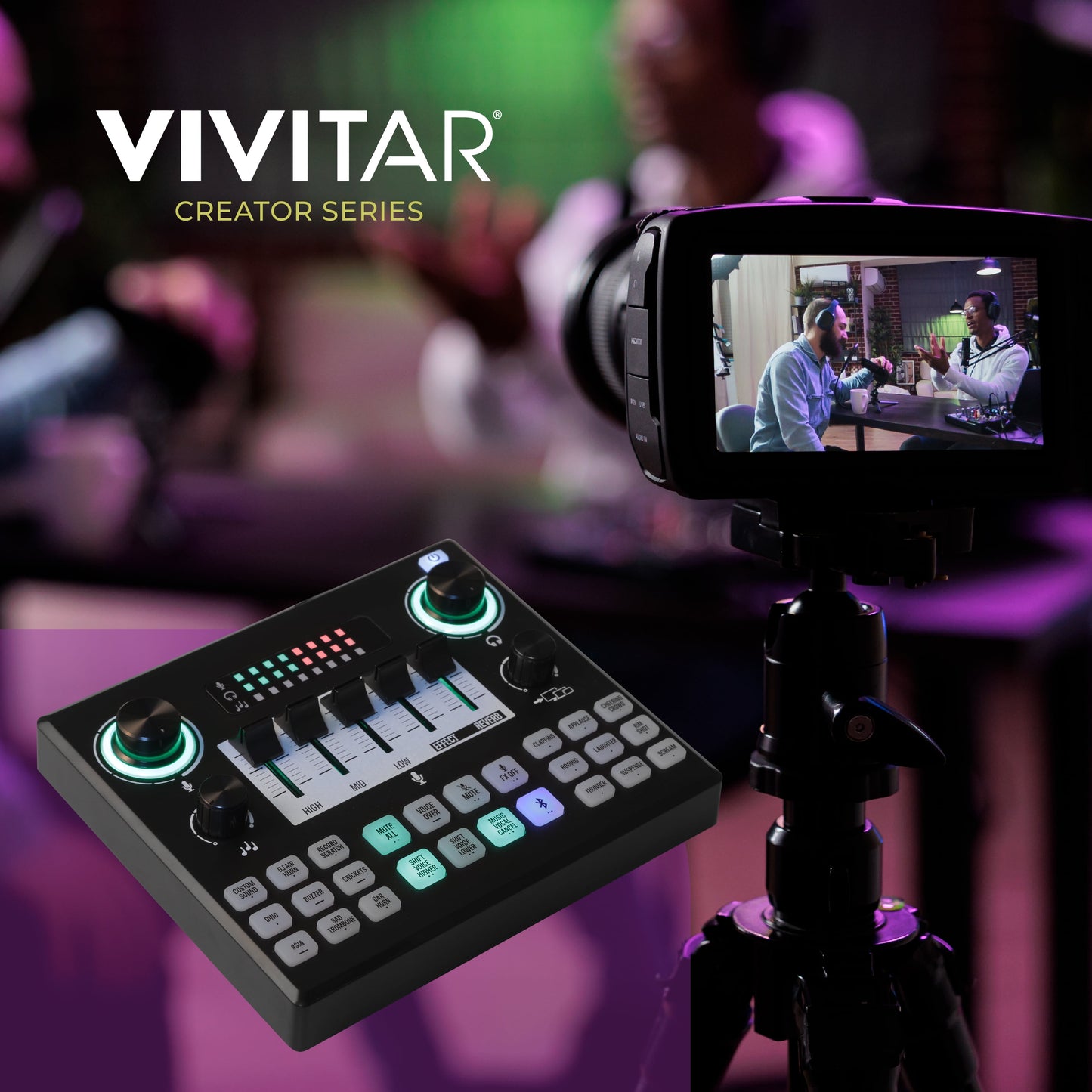 Audio Mixer, Multiple Sound Pads & Effects for Vlogging, Black