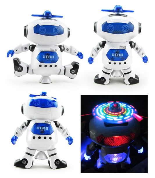 Robot Toy for Kids, Intelligent Electronic Walking Dancing Singing Robot Toys with 360° Body Spinning and Flashing Lights, Birthday Gift for Toddlers