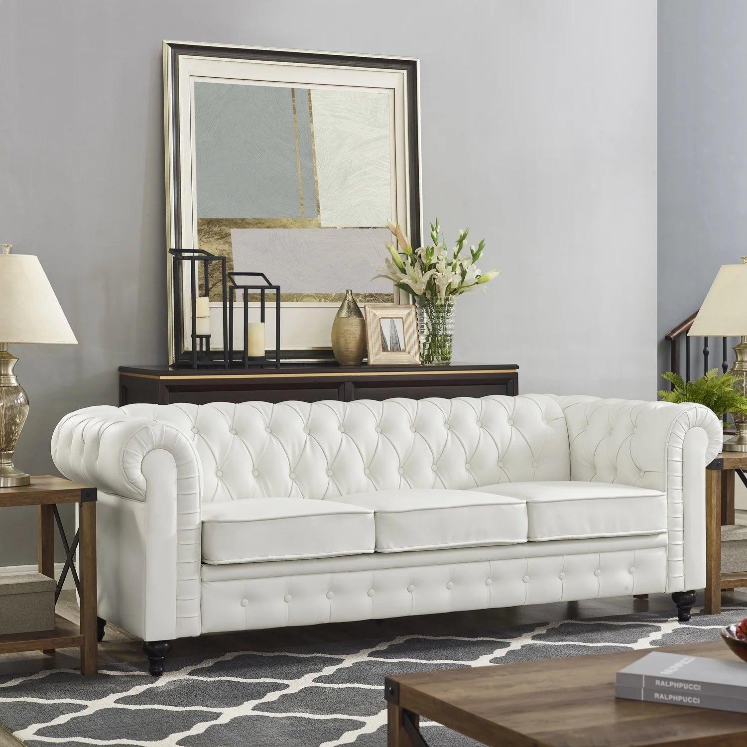 Emery 3 Seater & Loveseat Combo-Color:White