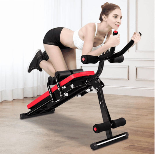 Foldable Ab Machine, Ab Workout Equipment, Abdominal Trainers for Home, LCD Display, Red