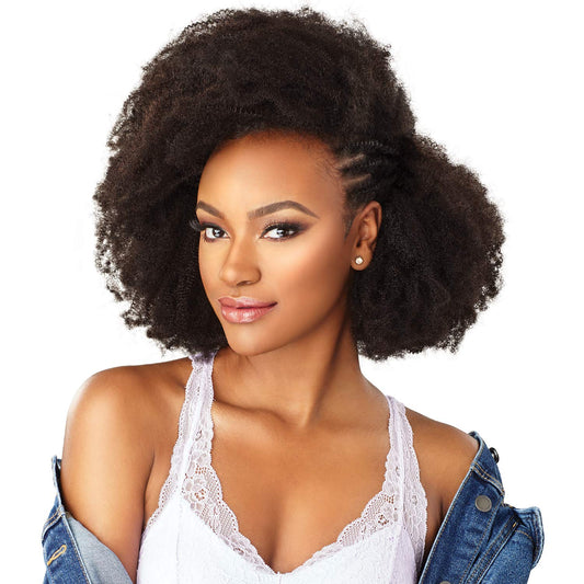 Human Hair Clip on Weave Curls Kinks & Co 4C Clique (18", NATURAL)