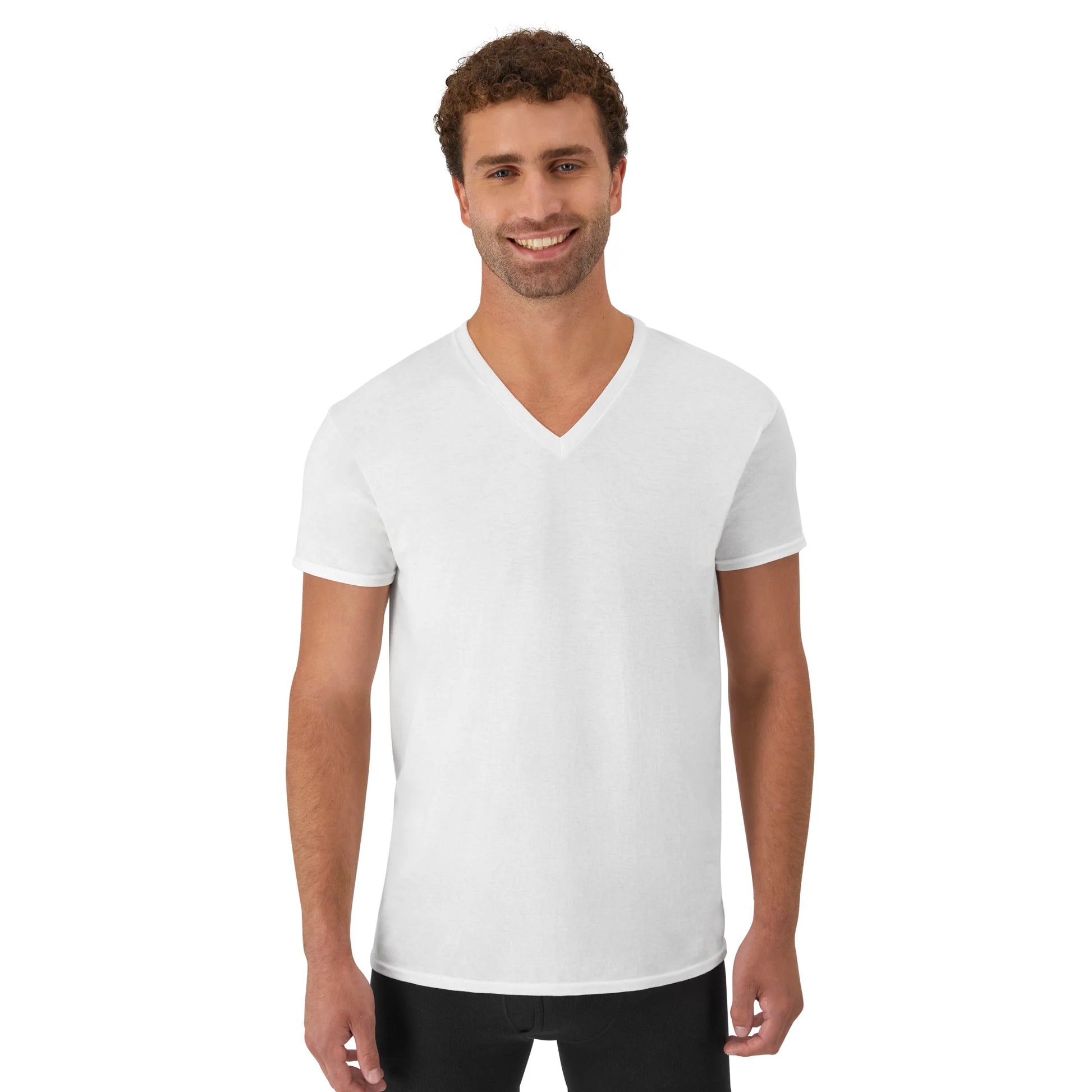 Men'S Cotton V-Neck Undershirt Pack with Odor Control, Moisture-Wicking, 6-Pack