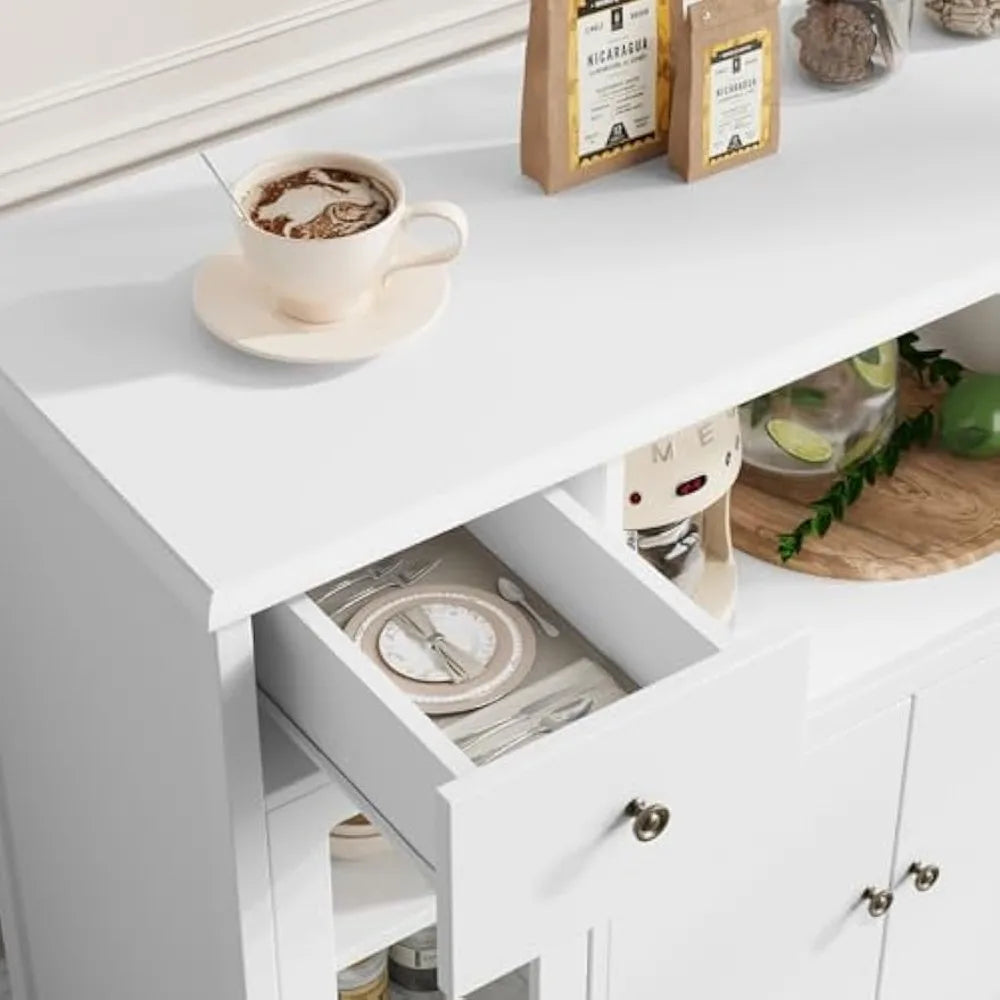 Microwave Cabinet, Kitchen Storage Cabinet with 3 Doors and 1 Drawer, Microwave Stand for Kitchen, Dining Room
