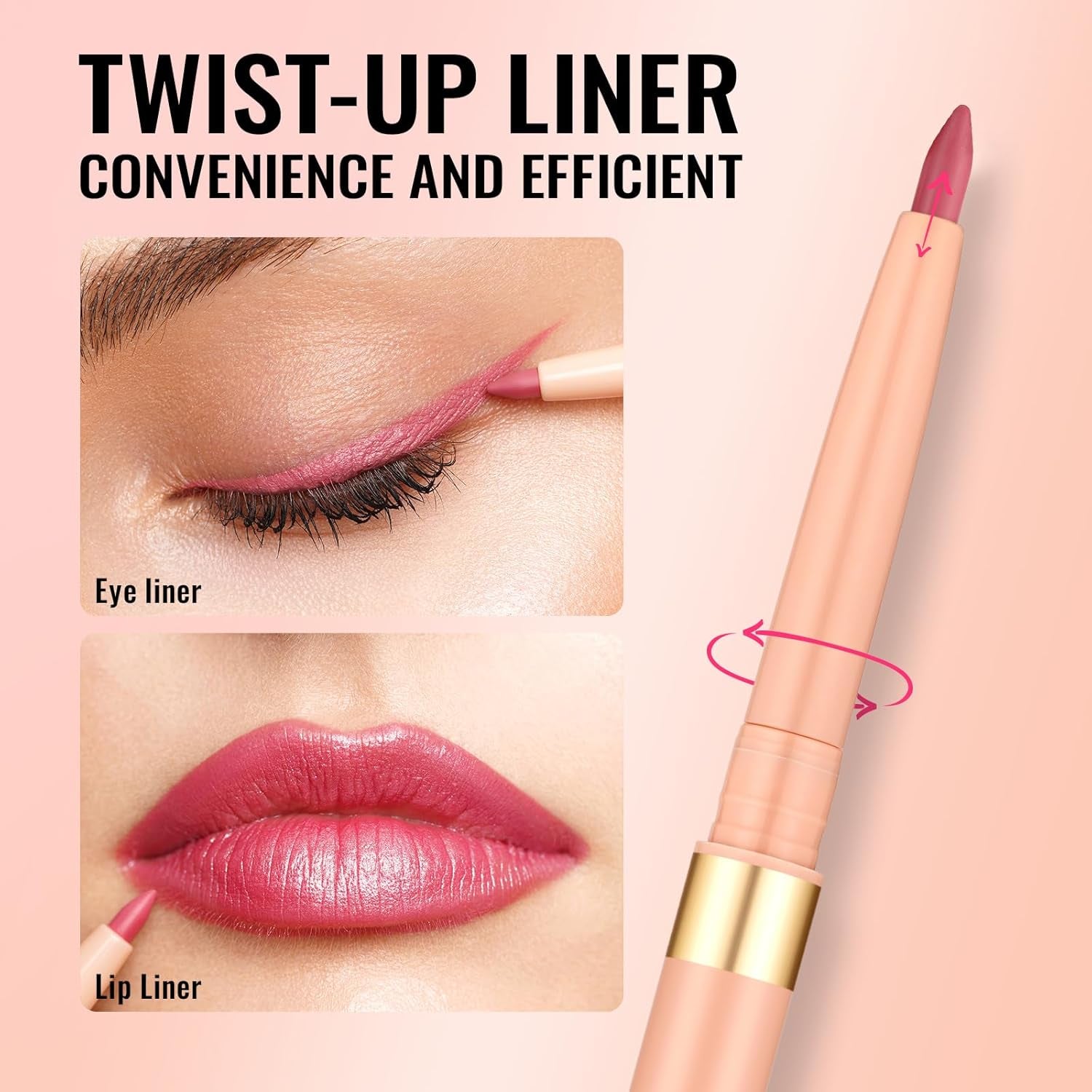Waterproof Lipliner Pencil Set - Smooth and Creamy, Retractable Lip Makeup for Precision Application, Vegan & Cruelty-Free