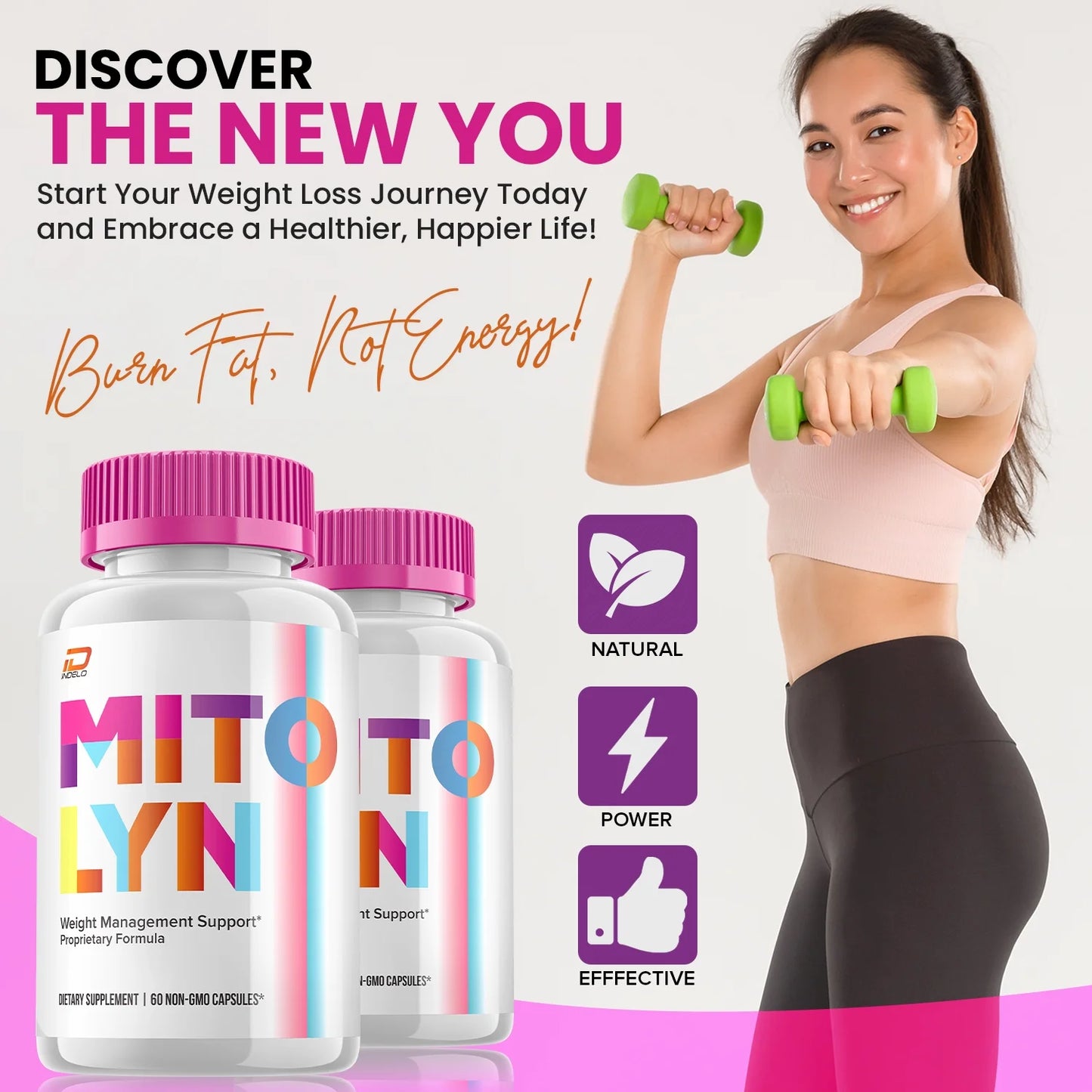 Keto Capsules - Mito Lyn Advanced Formula, Keto Pills All-Natural Maximum Strength 800MG, 3 Pack, 180 Capsules