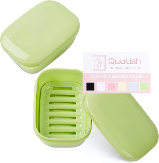 2 Pack Travel Soap Container, Portable Soap Holder with Lid, Travel Bar Soap Holder, Soap Case for Camping Gym Travel, Soap Box for Bathroom,Green