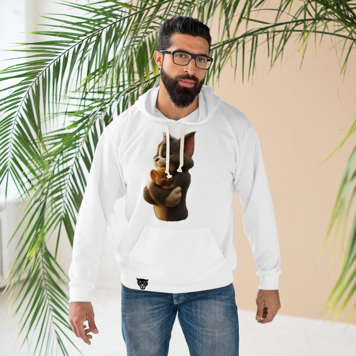 Cozy Animal Hug Unisex Pullover Hoodie, Cute Sweatshirt, Gift for Animal Lovers, Casual Wear, Warm Layer, Unique Gifts