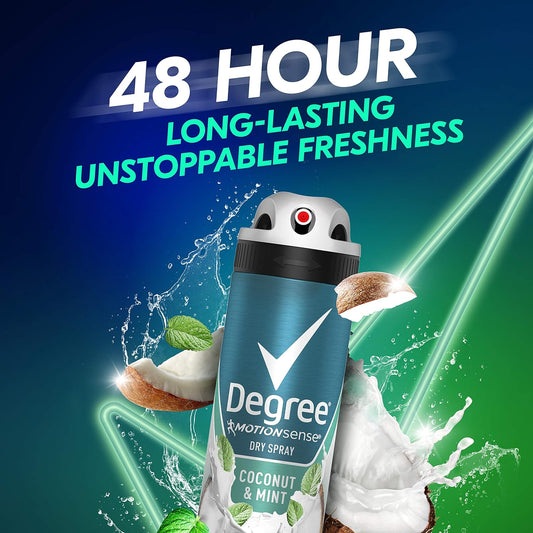 Men Antiperspirant Deodorant Dry Spray Coconut & Mint 3 Count 72Hr Sweat and Odor Protection  for Men 3.8 Oz