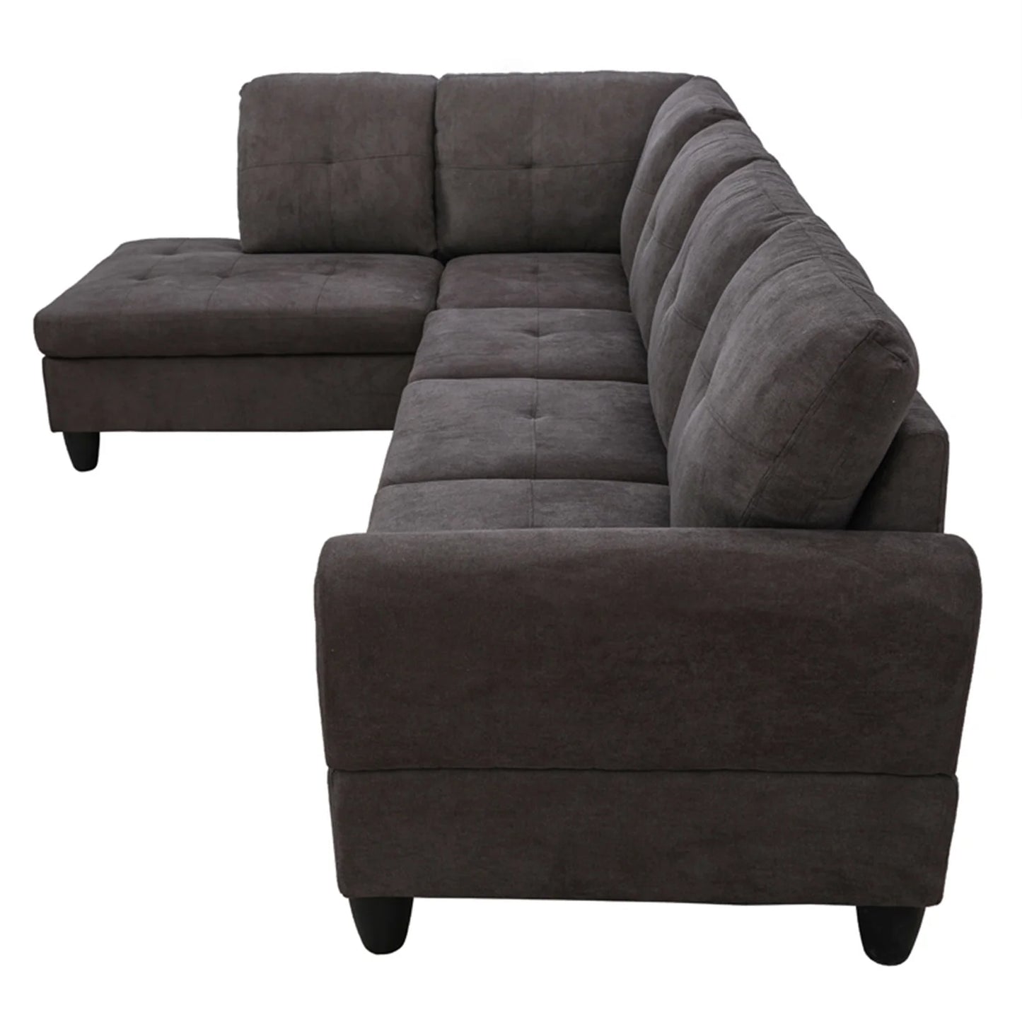 Sofa Set,Flannel Living Room Sofa Set,L-Shaped Sectional Sofa,2-Piece Couch Living Room,Dark Brown