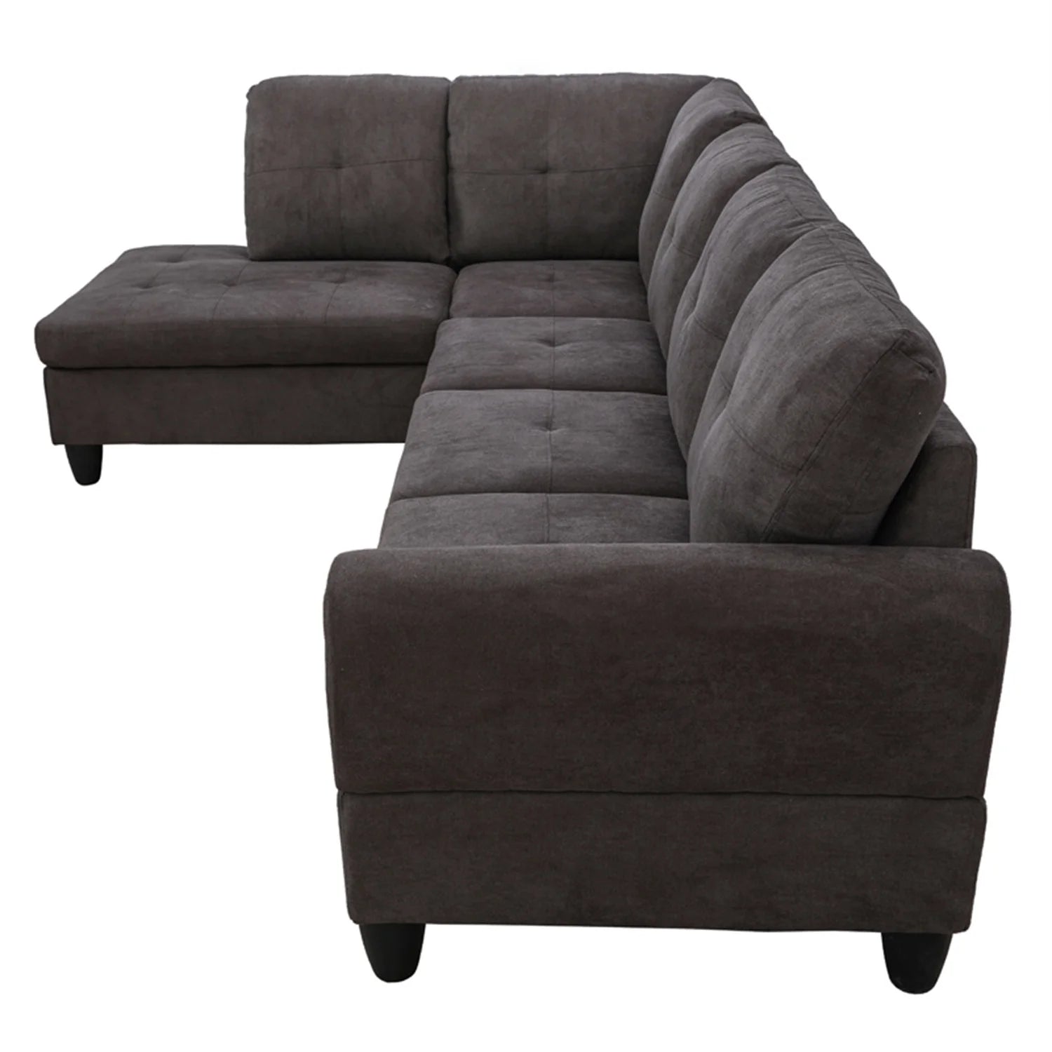 Sofa Set,Flannel Living Room Sofa Set,L-Shaped Sectional Sofa,2-Piece Couch Living Room,Dark Brown