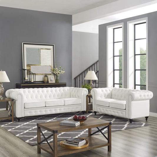 Emery 3 Seater & Loveseat Combo-Color:White