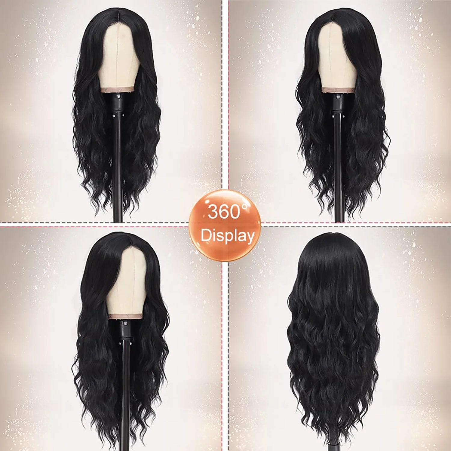 Human Hair Wig 24Inch Long Black Wigs for Black Women Natural Body Wave Wig