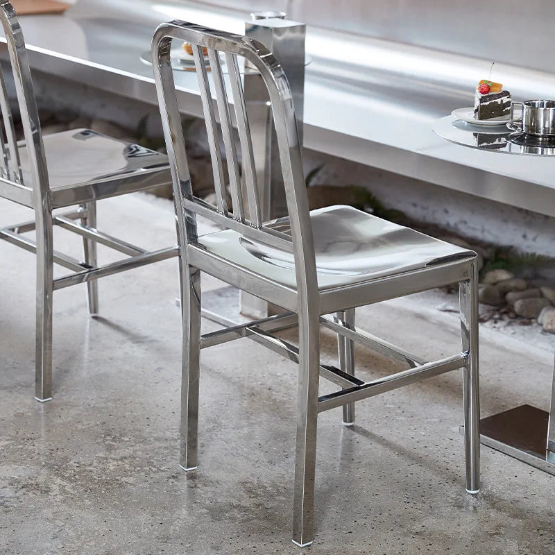 Stainless Steel Chair Industrial Dining Chairs Metal Frame Nordic Modern Minimalist Chair with Back Outdoor Restaurant Furniture