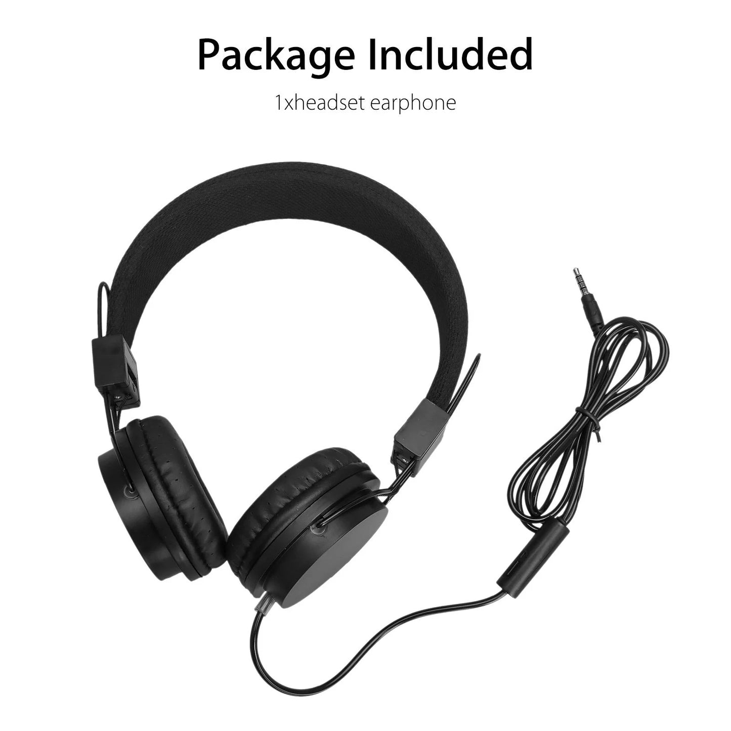 Kids Headphones, Wired Earphone for Boys Girls, 3.5Mm Foldable Headset Suitable for Smartphones, Tablets, Black